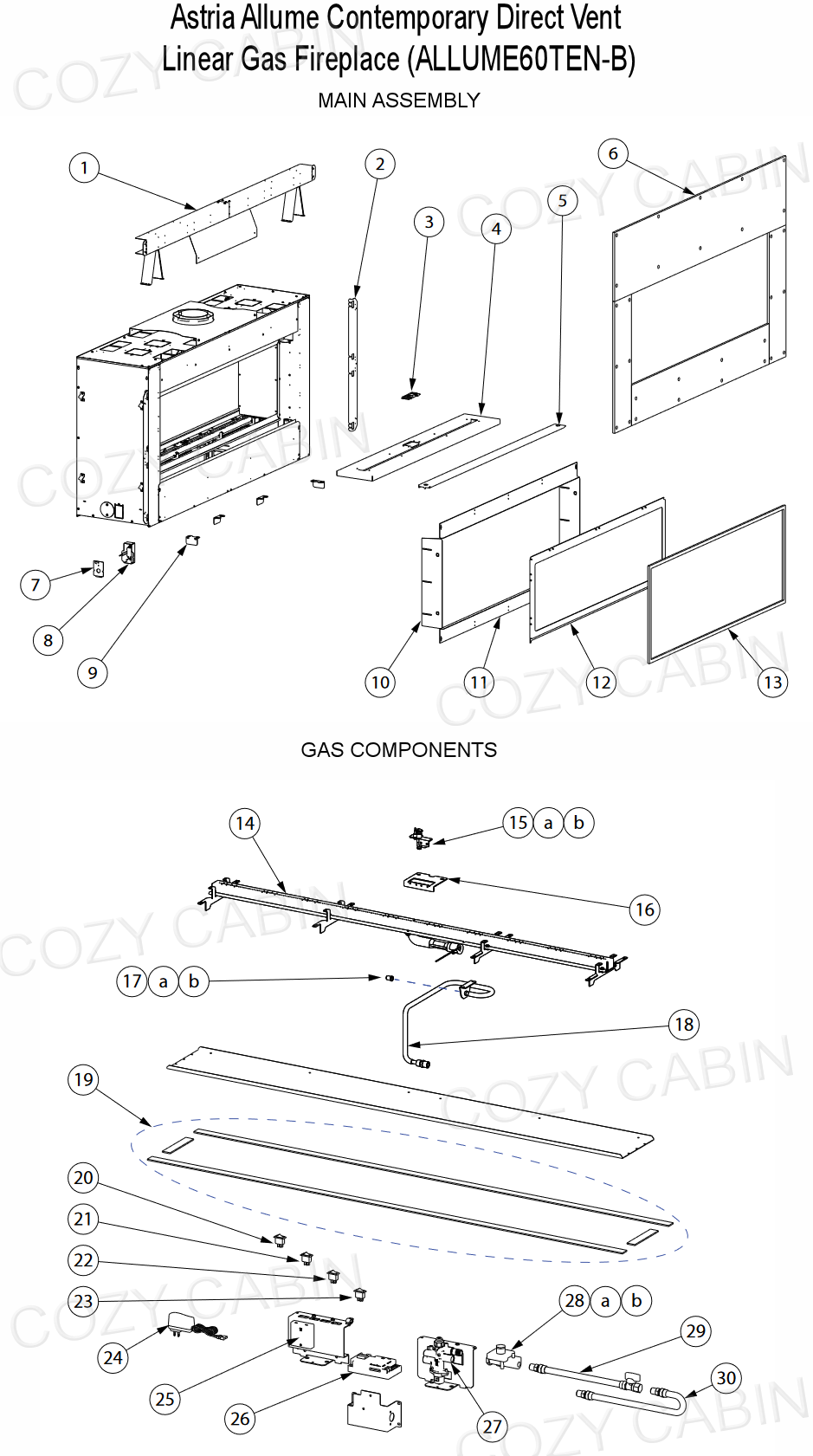 Astria Allume Contemporary Direct Vent Linear Gas Fireplace (ALLUME60TEN-B) #ALLUME60TEN-B